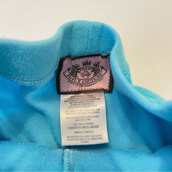 Juicy Couture Baby Girl Terry Pants Blue 12 Months - Picture 3 of 4